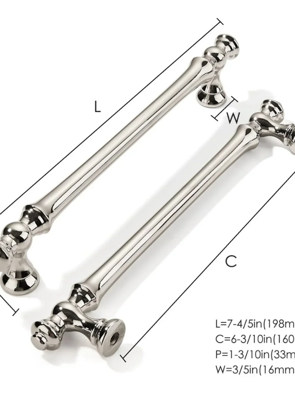 khtumeware 10 Pack 6-1/4 Inch (160mm) Polished Nickel Cabinet Drawer Pulls for
